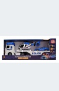 Duża ciężarówka laweta POLICJA dźwięki napęd frykcyjny 55cm helikopter auto