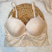 Biustonosz stanik 80D H&M cielisty beżowy nude push up gorsetowy gorset