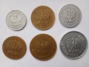 1981 rok - 10gr, 20gr, 2zł 1982 rok - 1zł, 2zł, 5zł. Monety PRL. Komplet. 