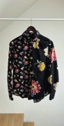 Desigual czarna koszula długi rękaw kwiaty regular fit 100% bawełna r. S
