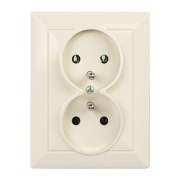 Gniazdo podwójne z uziemieniem ABEX PT-6P Beżowe Seria Perła