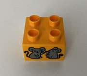 LEGO DUPLO Klocek tematyczny Myszy 2x2 piny średni żółty