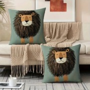 Poszewka na poduszkę, słodki lew, turkusowe tło, 45x45cm,1szt.(wysyłka 12h)