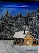 Obraz olejny "Zimowa aura" płótno, pejzaż