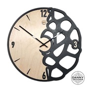 Drewniany zegar ścienny 40cm - Styl loftowy do salonu, cichy mechanizm