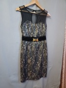 Sukienka weselna, elegancka beżowa czarna rozmiar 36/S