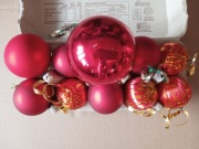 Zestaw bombek choinkowych + szpic PRL vintage czerwony 