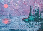 "Dans le Port" oryg., autorski, sygnowany obraz akrylowy z certyfikatem 