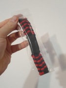 Pasek do zegarka paracord 18 - 20 mm czarno czerwony na rzep sportowy