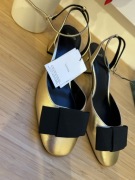 Buty damskie skórzane eleganckie na słupku 38 złote Mango