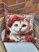 Poszewka, poduszka kotek bialy kot 40x40  urodziny premium prezent 