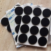Gumowe nóżki z klejem od firmy 3M, średnica 2.5cm, Czarne, antypoślizgowe