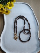 Komplet z Kwarcu Dymnego i Granatu