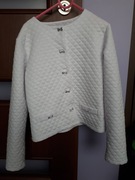 Biały żakiecik, bolerko komunijne, pikowana marynarka w kokardki r.152