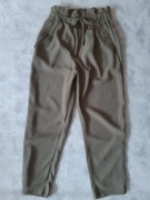 H&M Nowe spodnie lejące L Wiskoza 92% wiązane wysoki stan Khaki