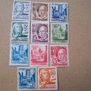 Niemcy  Wurtemberg  1947 seria czysta 