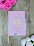 Elegancki notes w pudrowym różu + złoty długopis 