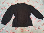 Milutki czarny sweterek z bufiastymi rękawkami 3/4 rozmiar 36/38 nowy 