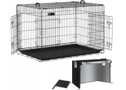 VOUNOT Składana Klatka dla Psa z Pokrywą XXL 122x75x81cm Czarna + pokrowiec
