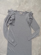 tunika sukienka szara z efektem brokatu połysku S 36