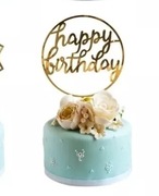 Topper 18 cm złoty okrągły napis