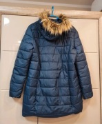 granatowa kurtka zimowa pikowana esmara kaptur futerko r.40