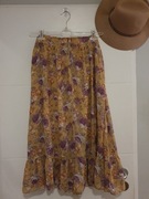 Spódnica maxi boho kwiaty beż falbaną roz 40/42