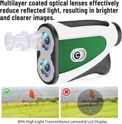 PTHTECHUS Dalmierz laserowy golfowy, nachylenie, 1200 jardów 7x zoom