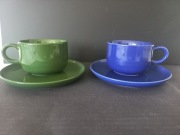 Friesland zestaw 2 x filiżanka z talerzykami niebieska zielona 