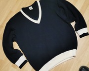 Lyngor Trykotage - świetny granatowy wełniany sweter roz. XL - Pure Wool