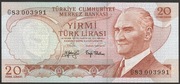 Turcja 20 lirasi 1976 - Ataturk - stan bankowy UNC