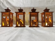 Drewniane Lampiony z psami i kotami – Różne wzory i kolory