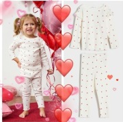 Piżama dziecięca dwuczęściowa w Serduszka prążki ROZMIARY 74 80 86 92 98cm 
