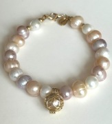 Bransoletka Perły naturalne barokowe Ażurowa zawieszka z perłą