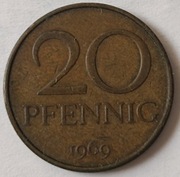 Moneta 20 fenigów 1969