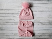 Zestaw czapka pompon komin na prezen 48cm-54cm