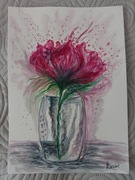 Obrazek z kwiatem w wazoniku.