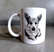 Piękny biały kubek z nadrukiem do kawy herbaty piesek Corgi