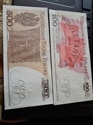 Dwa banknoty 100 zł seria TM i 500 zł seria GF Stan bardzo dobry