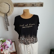 Bluzka damska Janina oversize złoty napis panterka 38-42