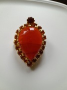 Piękna stara broszka szkło Bohemia unikat