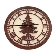 Dekoracyjny Zegar Ścienny LED – Laserowy Grawer, Motyw Świątecznej Choinki