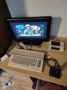 Commodore C64 Zestaw Gry Joystick QuickShot Cartridge Tapecart Magnetofon. 