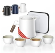 Podróżny Ceramiczny zestaw do herbaty Dzbanek + Filiżanki BIAŁY