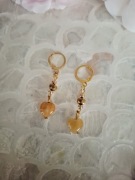 Kolczyki handmade z naturalnych kamieni stal pozłacane topaz hematyt 