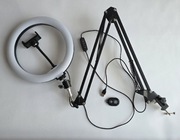 LAMPA RING 26cm USB, + statyw + pilot bluetooth