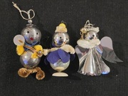 Bombki pajacyki PRL 3 szt  retro ozdoby choinkowe zabawki pajace na choinkę