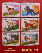 Znaczki fauna:874: psy, zwierzęta- Kuba 1976r **