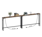 VEDECASA Slim – wąski stolik konsolowy z ładowarką, kolor brązowy(2 sztuki)