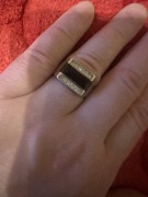 SYGNET MĘSKI SREBRNY Z CYRKONIAMI ONYKSEM NA PREZENT Srebro 925 rozmiar 22